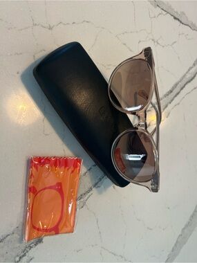 RAEN Clear Crystal Frame Sunglasses with Brown Lenses